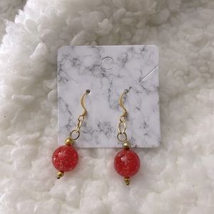 💲5 SALE💲🆕Artisan Handmade Carnelian Art Glass Drop Earrings